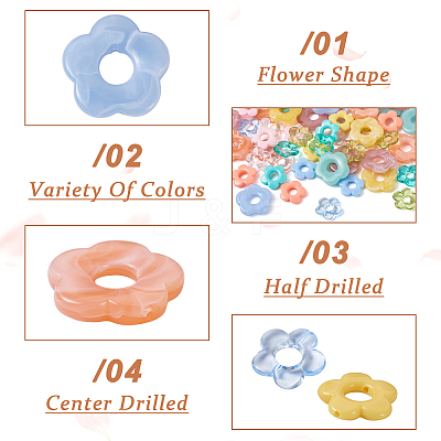120Pcs 15 Style Transparent & Opaque Acrylic Bead Frames OACR-BT0001-03-1
