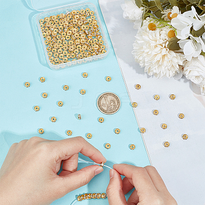 200Pcs Brass Rhinestone Spacer Beads RB-UN0001-11-1