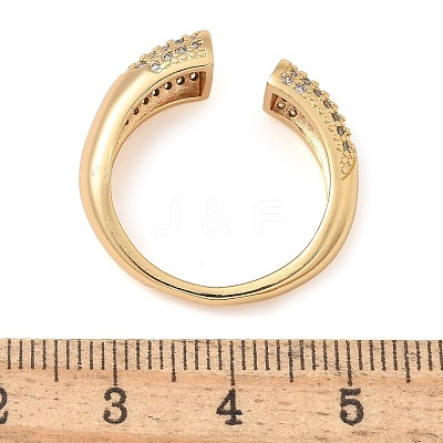 Brass Micro Pave Clear Cubic Zirconia Cuff Finger Rings for Women RJEW-B112-06G-1