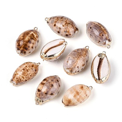 Electroplate Natural Sea Shell Pendants SSHEL-T018-05-1