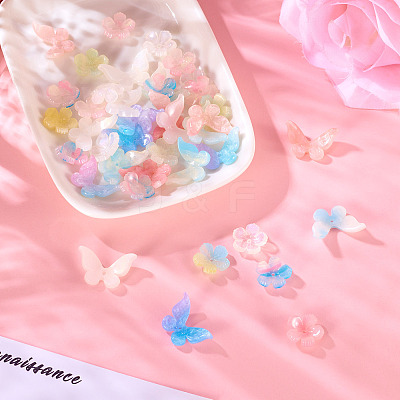 40Pcs 8 Styles Opaque & Transparent Cellulose Acetate Beads RESI-TA0003-51-1