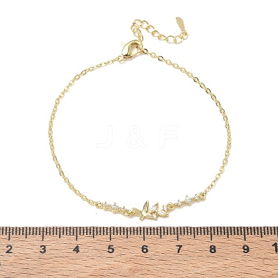 Brass Pave Clear Cubic Zirconia Link Bracelets KK-CBA6980-22G-1