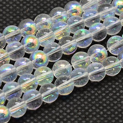 Imitate Austrian Crystal Electroplate Glass Round Bead Strands X-GLAA-F030-4mm-B01-1