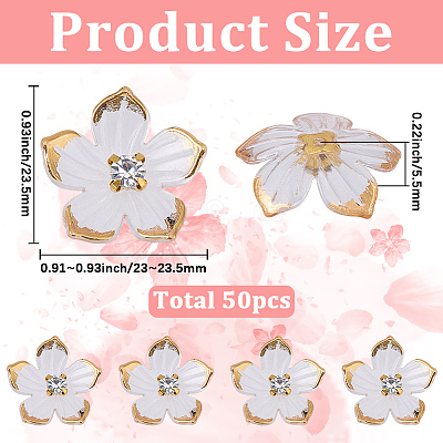 50Pcs Transparent Resin Sakura Flower Bead Caps RESI-SC0006-97-1