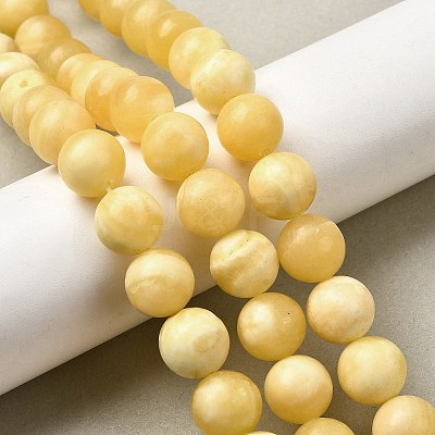 Natural Yellow Jade Beadd Strands G-A274-A01-12mm-1