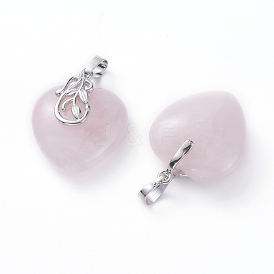 Natural Rose Quartz Pendants G-G807-C02-1