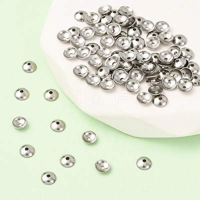 Tarnish Resistant Apetalous Half Round 304 Stainless Steel Bead Caps STAS-N039-02-1