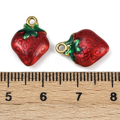 Strawberry 304 Stainless Steel Enamel Pendants STAS-L290-21C-G-1