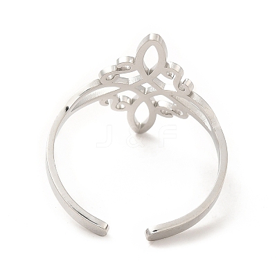 Non-Tarnish 304 Stainless Steel Sailor's Knot Open Cuff Ring RJEW-F128-01P-1