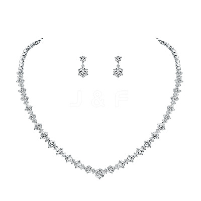 Brass Cubic Zirconia Jewelry Sets FS-WG75FBD-01-1