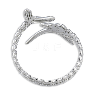 Non-Tarnish 201 Stainless Steel Fishbone Wrap Open Cuff Ring for Women RJEW-N038-101P-1