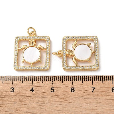 Brass Micro Pave Clear Cubic Zirconia Pendants KK-B083-29A-G-1