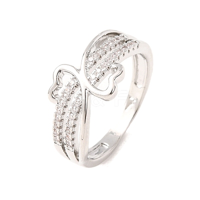Brass Micro Pave Clear Cubic Zirconia Finger Rings for Women RJEW-C168-03P-1