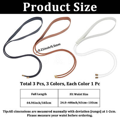 3Pcs 3 Colors Bowknot PU Leather Wrap Around Waist Bands AJEW-CL0003-46-1