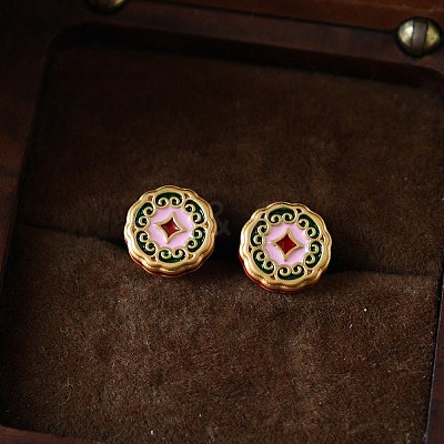Brass Enamel Stud Earrings for Women WGB35AF-01-1