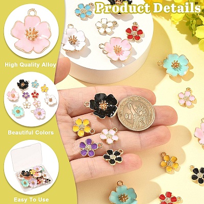 24Pcs 12 Colors Alloy Enamel Pendants FIND-YW0012-10-NR-1