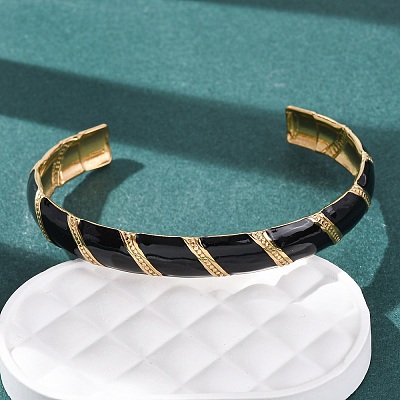 304 Stainless Steel Enamel Bangles for Women LS-BJEW-H637-01G-1