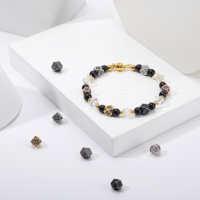 Rack Plating Brass Cubic Zirconia Beads ZIRC-FH0001-01-1