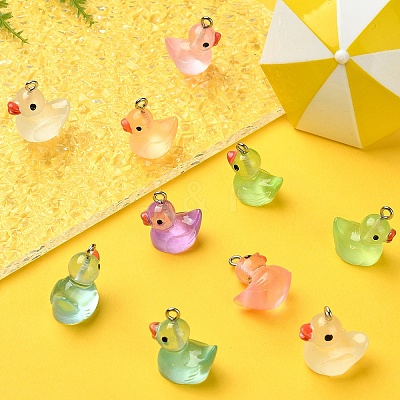 21Pcs 7 Styles Luminous Transparent Resin Pendants RESI-YW0001-82-1
