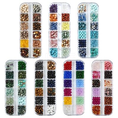 DIY Round Natural & Synthetic Gemstone Beads Stretch Bracelets Kits DIY-YW0011-65-1