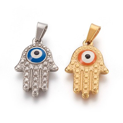 304 Stainless Steel Enamel Pendants STAS-F185-01-1