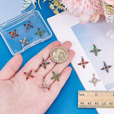 12Pcs 4 Colors Brass Micro Pave Cubic Zirconia Pendants KK-AR0001-86-1