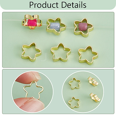 120Pcs Rack Plating Brass Bead Frames KK-PH0010-78G-1