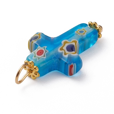 Handmade Millefiori Glass Pendants PALLOY-JF00577-1