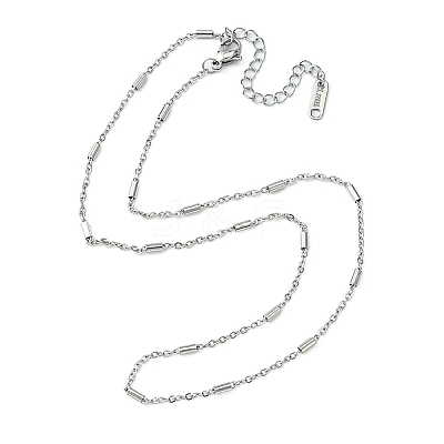 304 Stainless Steel Column Link Chain Necklace for Men Women NJEW-YW0001-15-1