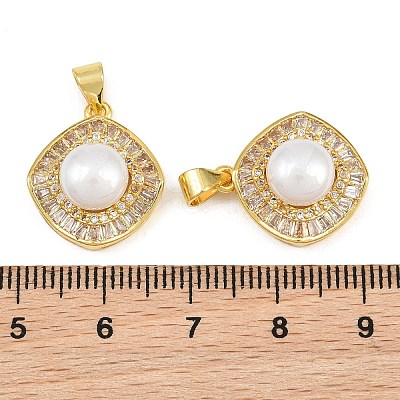 Brass Micro Pave Clear Cubic Zirconia Pendants KK-CBA6A75-43G-1