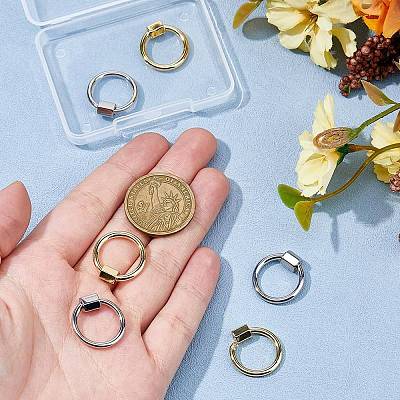 6Pcs 2 Colors Brass Screw Carabiner Lock Charms KK-HS0001-08-1