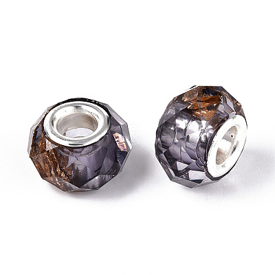 Transparent Resin Rondelle European Beads RESI-N044-01L-1