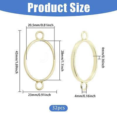 32Pcs Alloy Oval Open Back Bezel Connector Charms FIND-CA0011-77LG-1