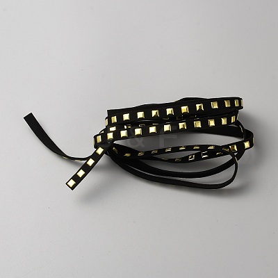 2M Microfiber Ribbon with Golden Tone Square Iron Rivets OCOR-WH0085-44G-1