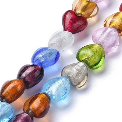 Handmade Silver Foil Lampwork Beads Strands FOIL-K001-01B-1
