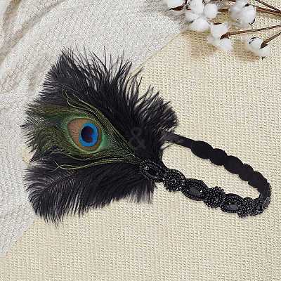 Alloy & Rubber & Rhinestone & Feathers & Seed Glass & Plastic Headbands OHAR-WH20011-15A-1