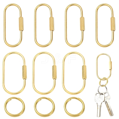 6Pcs 2 Styles Brass Locking Carabiner KK-YW0004-75-1