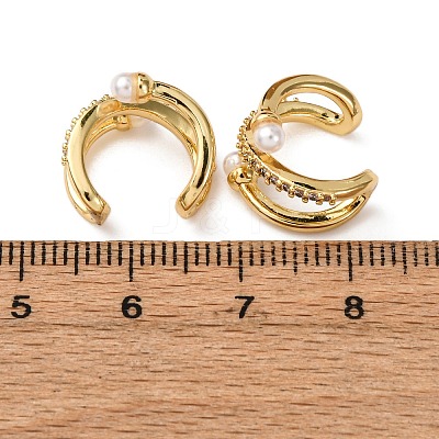 Brass Micro Pave Clear Cubic Zirconia C-Shaped Cuff Earrings EJEW-D328-08G-1