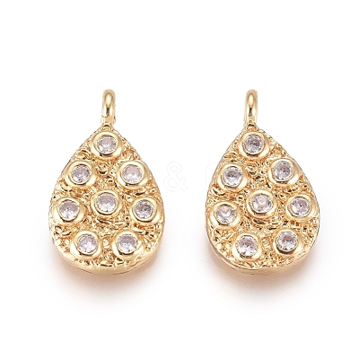 Brass Micro Pave Cubic Zirconia Pendants KK-D156-07G-E-1