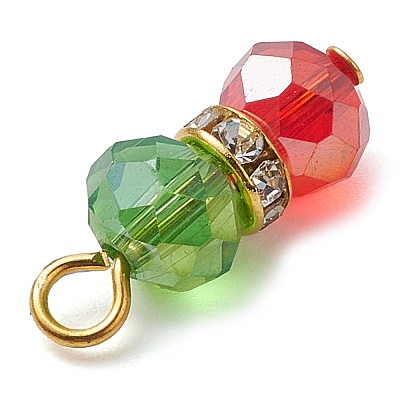 Brass Rhinestone & Glass Pendants PALLOY-JF03001-1