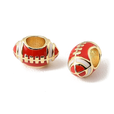 Sports Ball Brass Enamel European Beads KK-CBAF2EC-03G-02-1