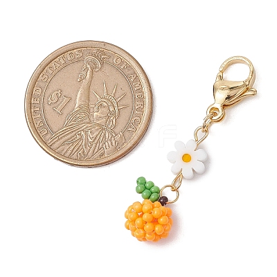 Glass Seed Beaded Fruits Pendant Decorations HJEW-MZ00154-1