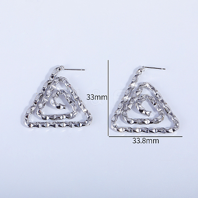 Triangle Spiral Pattern Brass Stud Earrings FT5549-1