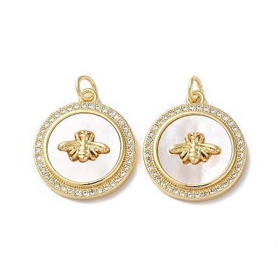 Brass Micro Pave Clear Cubic Zirconia Pendants KK-B083-20G-02-1