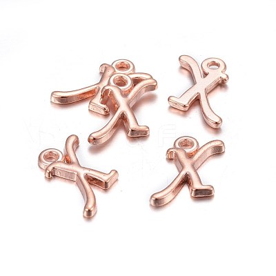 Rose Gold Plated Alloy Letter Pendants PALLOY-J718-01RG-X-1