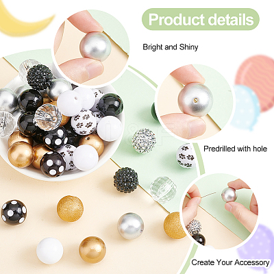 1 Set Mixed Style Acrylic Round Beads Sets SACR-PH0001-52D-1