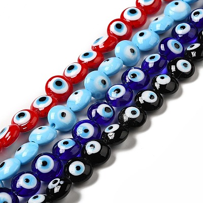 Handmade Evil Eye Lampwork Beads Strands LAMP-E030-03-1