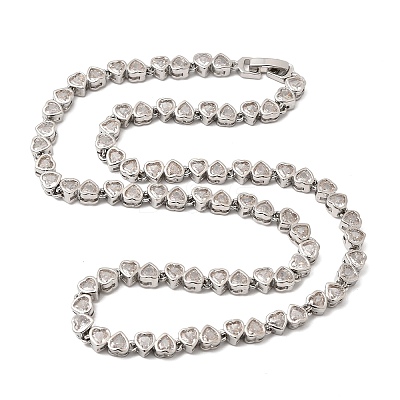 Brass Micro Pave Cubic Zirconia Geometric Tennis Necklaces NJEW-C121-02A-P-1