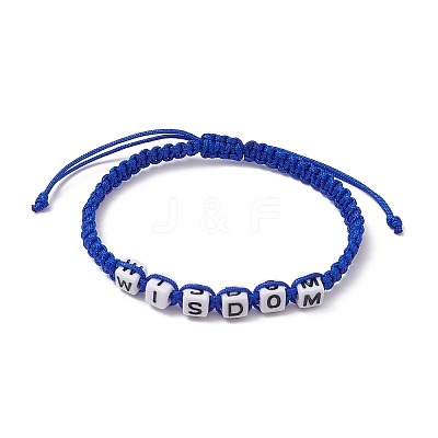 Word Wisdom Acrylic Braided Bead Bracelets BJEW-JB09454-1