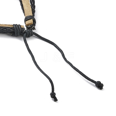 PU Leather & Waxed Cords Triple Layer Multi-strand Bracelets BJEW-G709-06-1